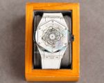 Hublot Big Bang Sang Bleu Replica Watch SS White Dial White Gummy Band